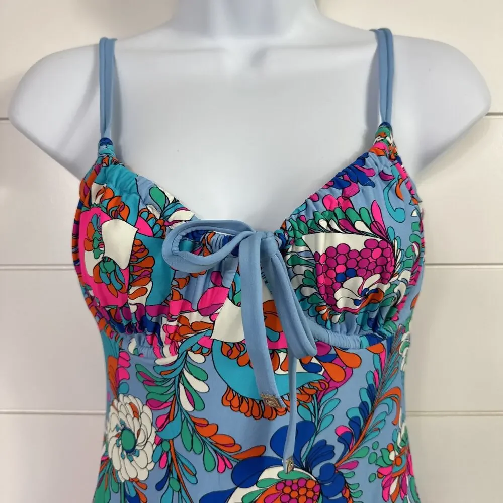 Kate Spade One Piece Swimsuit Underwire Spring Water Multicolor Floral sz M
